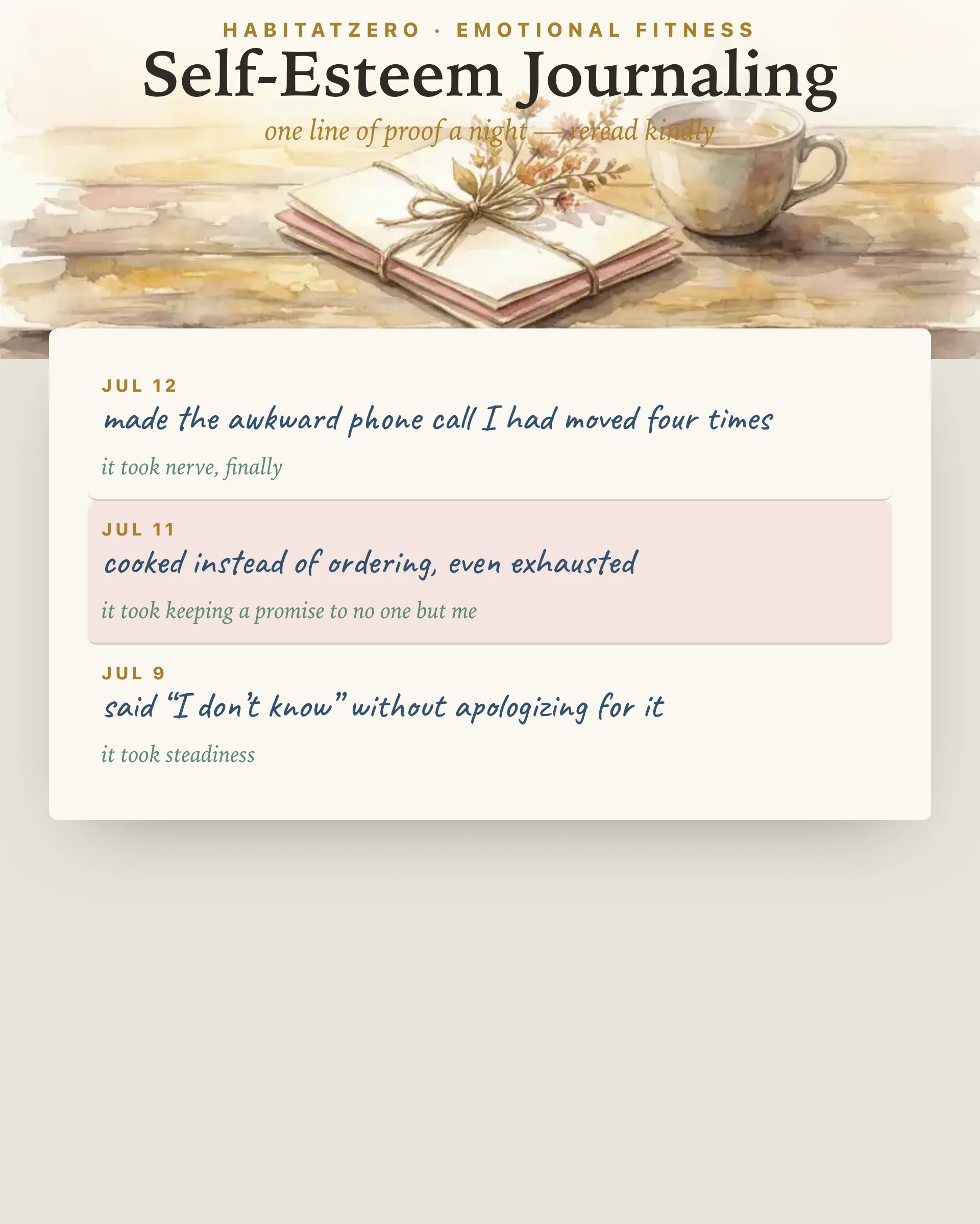 Self-Esteem Journaling — Emotional Fitness interactive worksheet preview