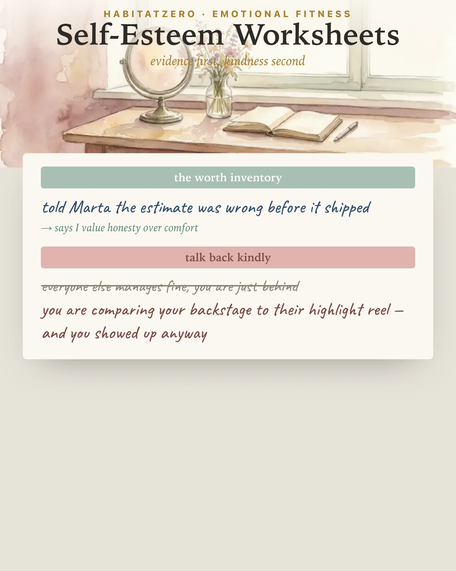 Self-Esteem Worksheets — Emotional Fitness interactive worksheet preview