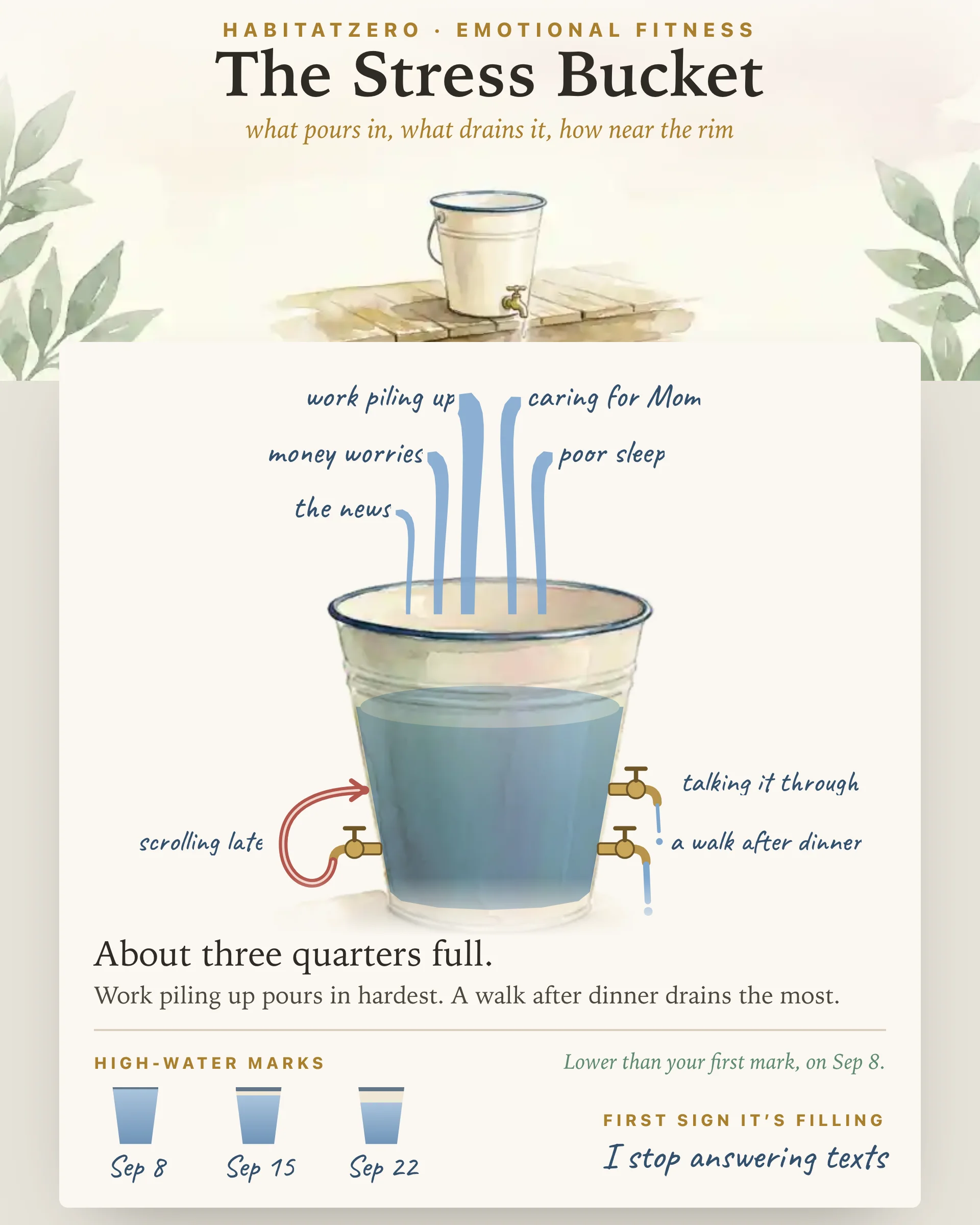 The Stress Bucket — Emotional Fitness interactive worksheet preview