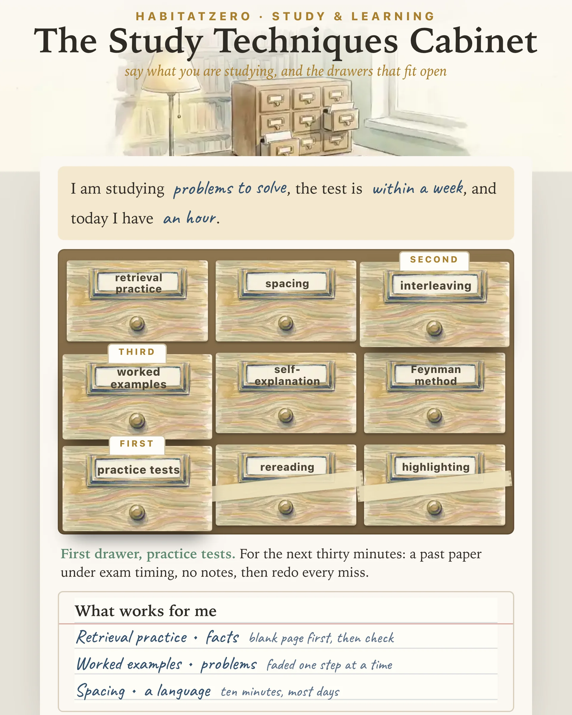 The Study Techniques Cabinet — Study & Learning interactive worksheet preview