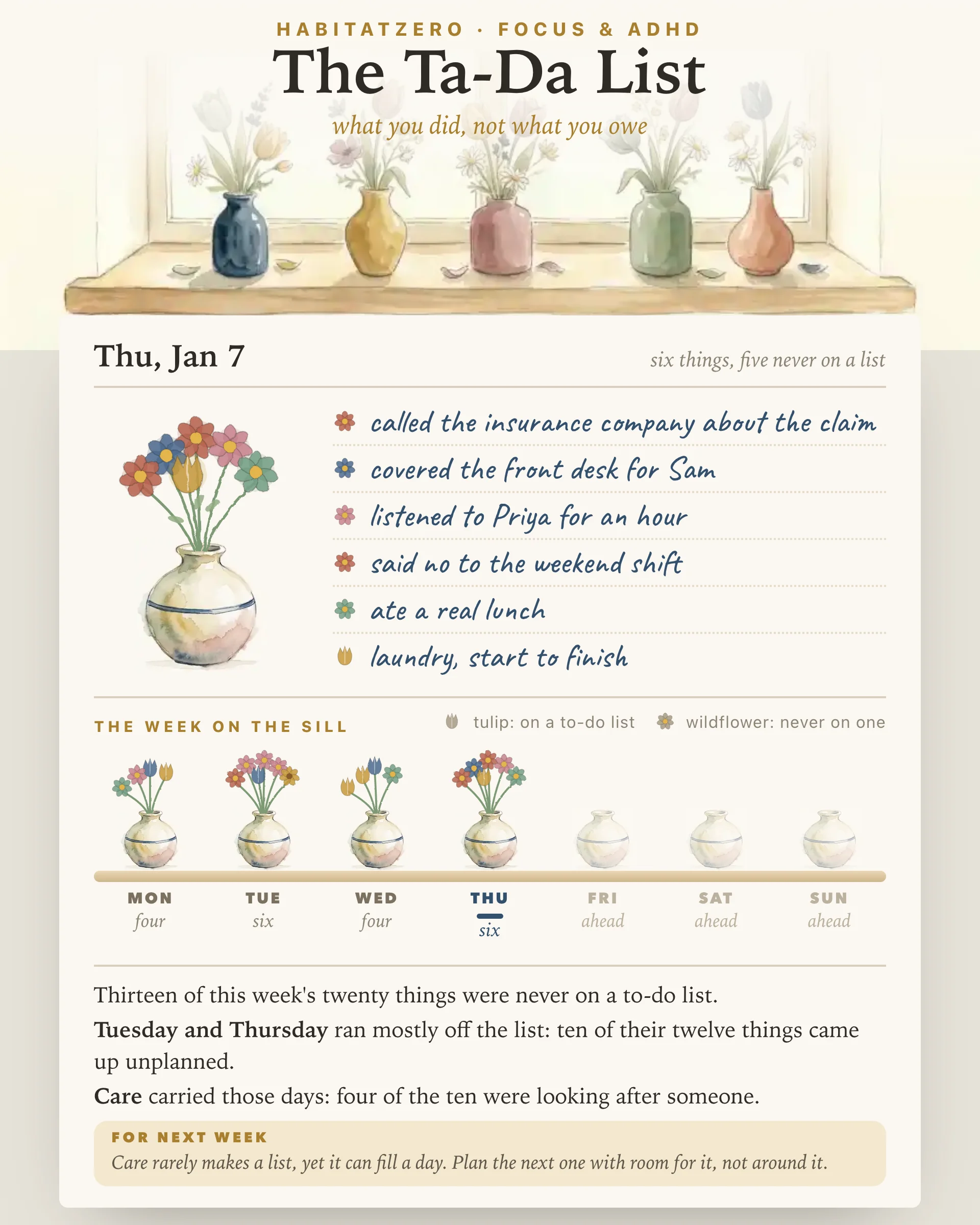 The Ta-Da List — Focus & ADHD interactive worksheet preview