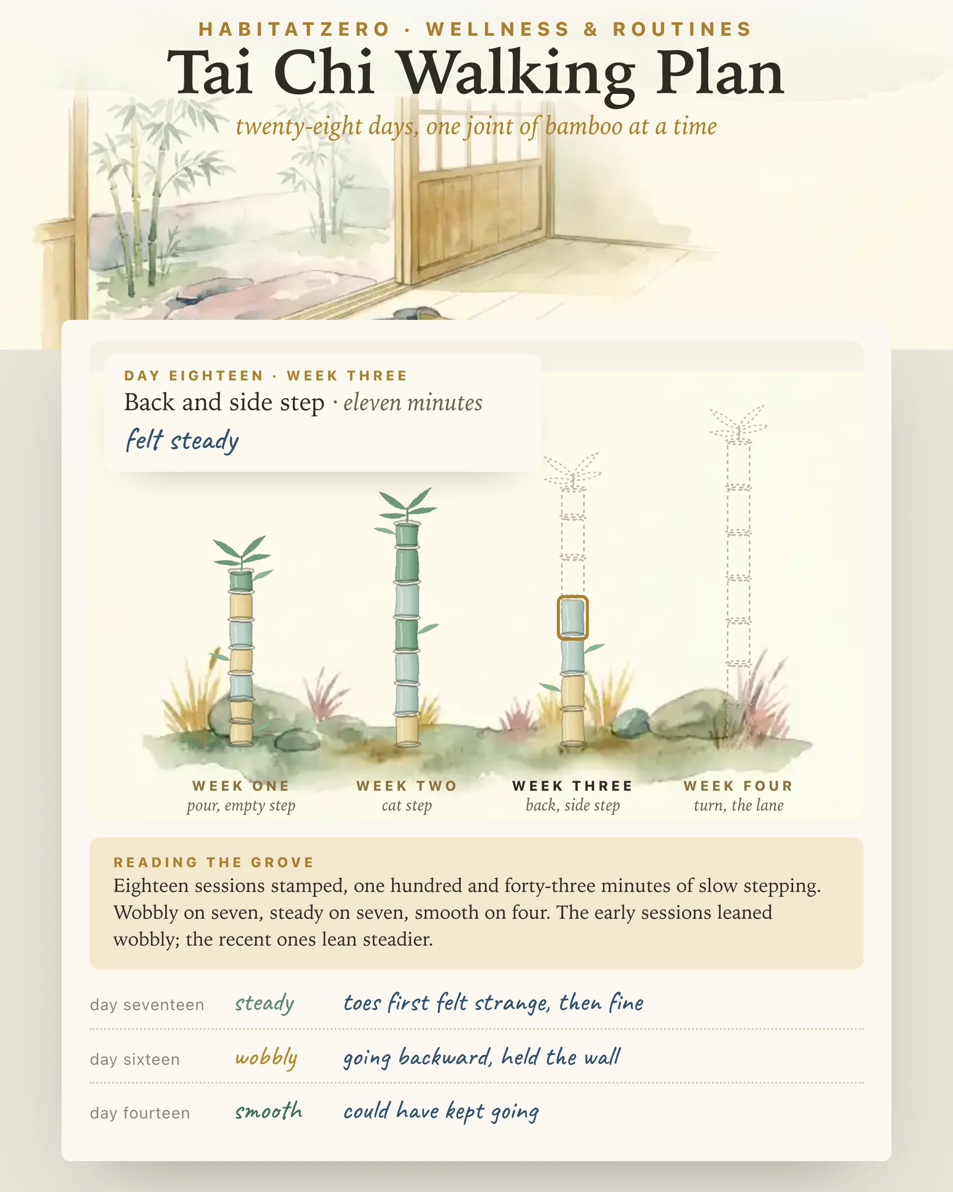 Tai Chi Walking Plan — Wellness & Routines interactive worksheet preview