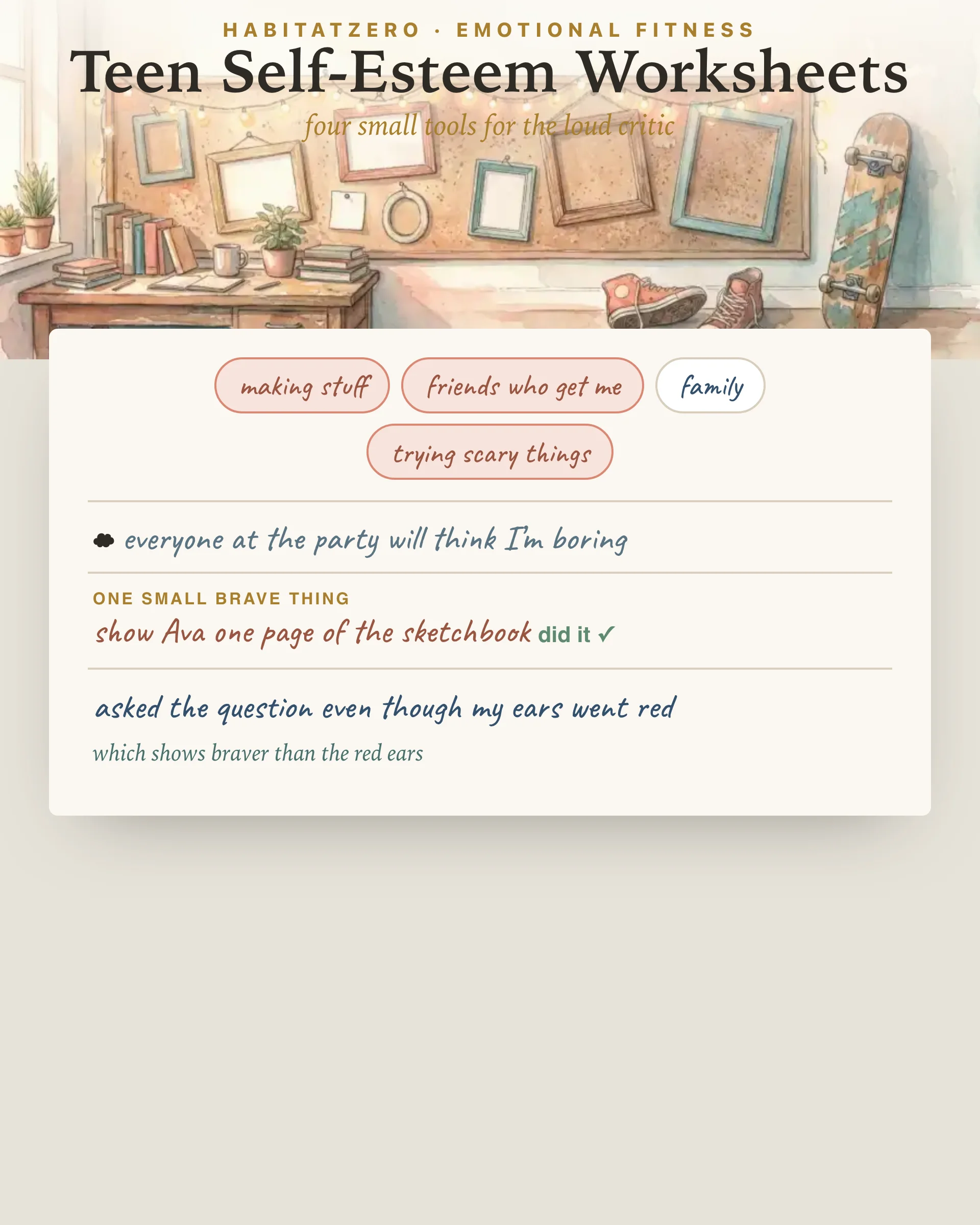 Teen Self-Esteem Worksheets — Emotional Fitness interactive worksheet preview