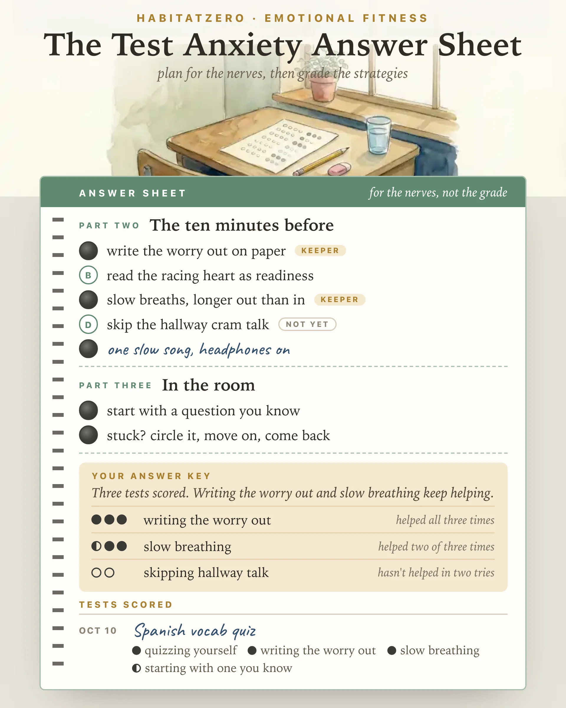 The Test Anxiety Answer Sheet — Emotional Fitness interactive worksheet preview