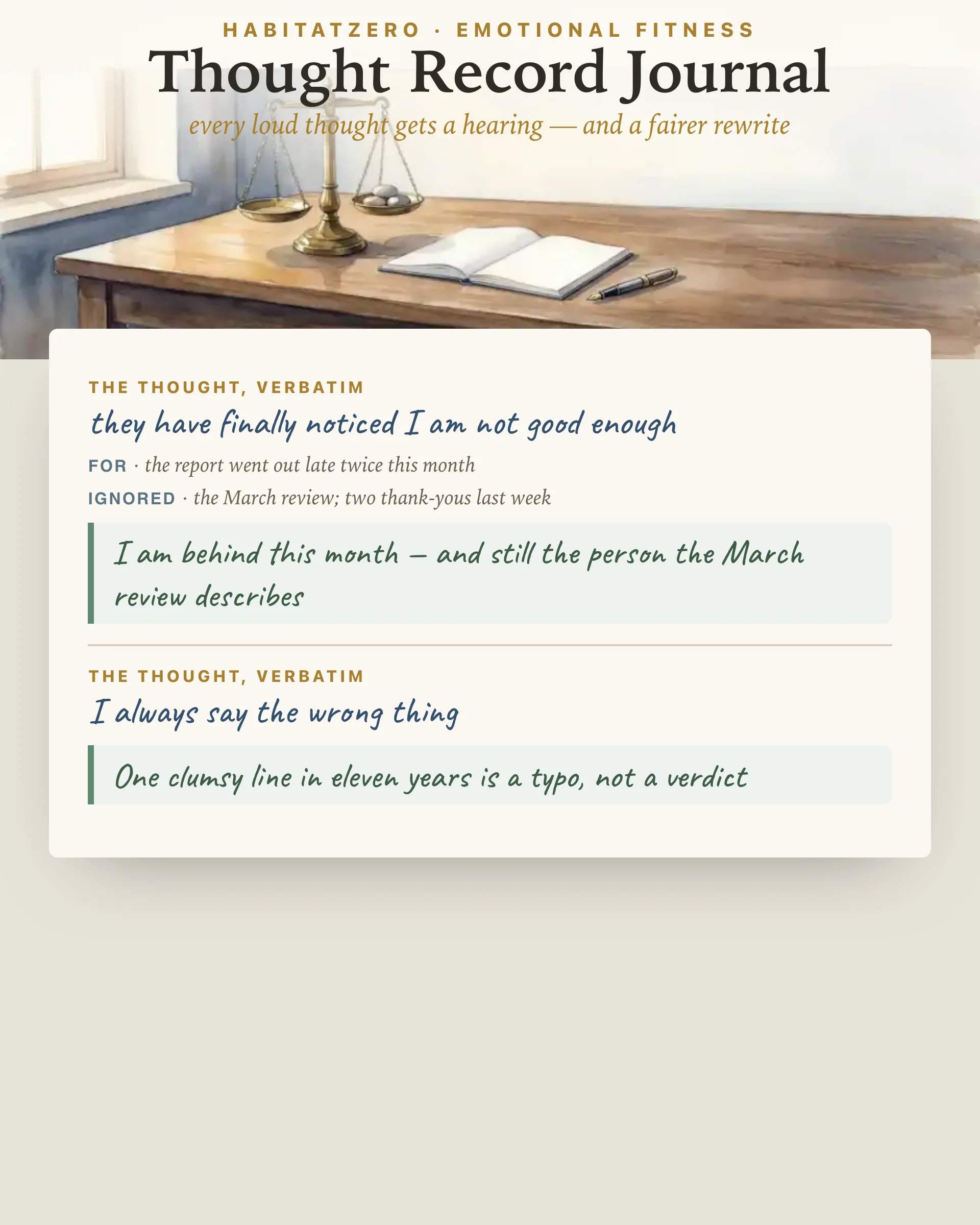 Thought Record Journal — Emotional Fitness interactive worksheet preview