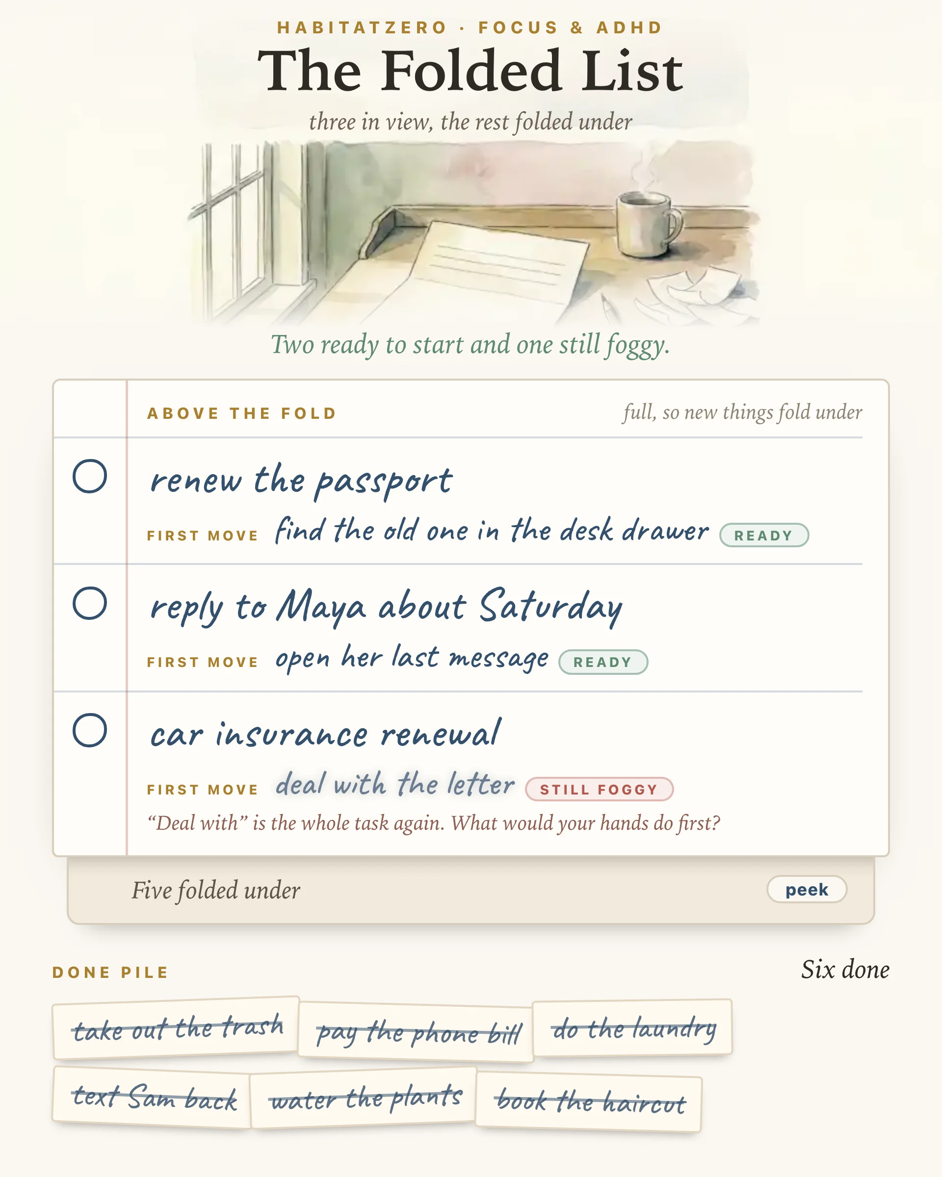 The Folded List — Focus & ADHD interactive worksheet preview
