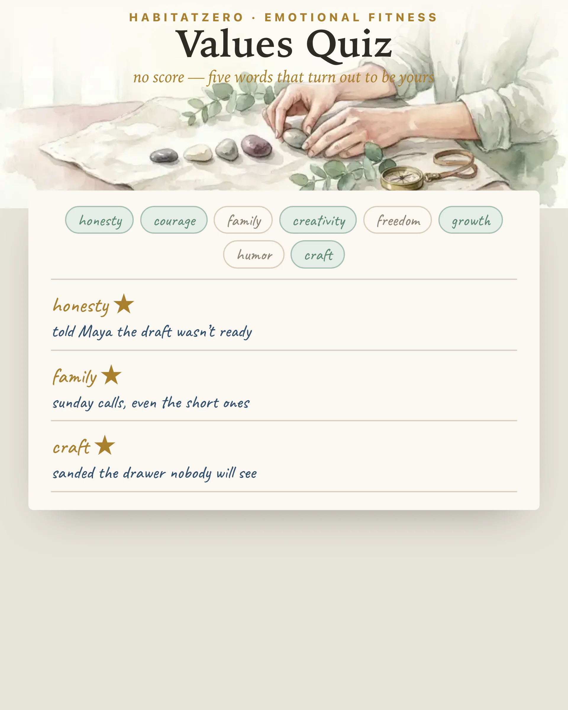 Values Quiz — Emotional Fitness interactive worksheet preview