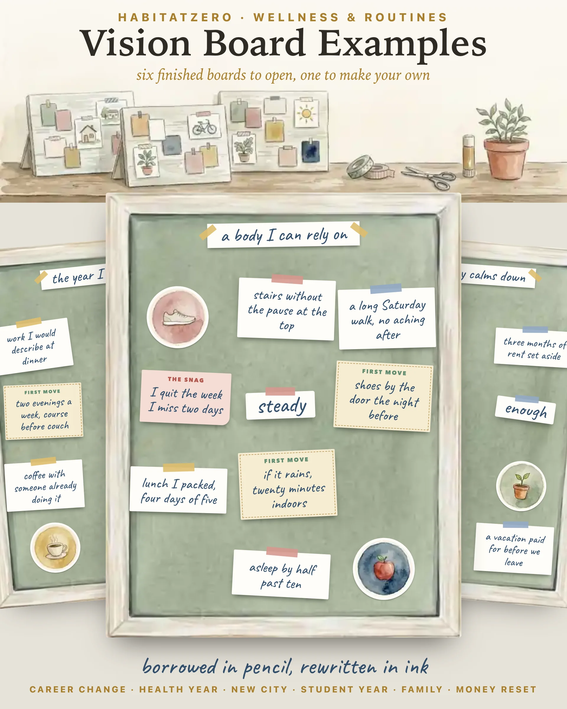 Vision Board Examples — Wellness & Routines interactive worksheet preview