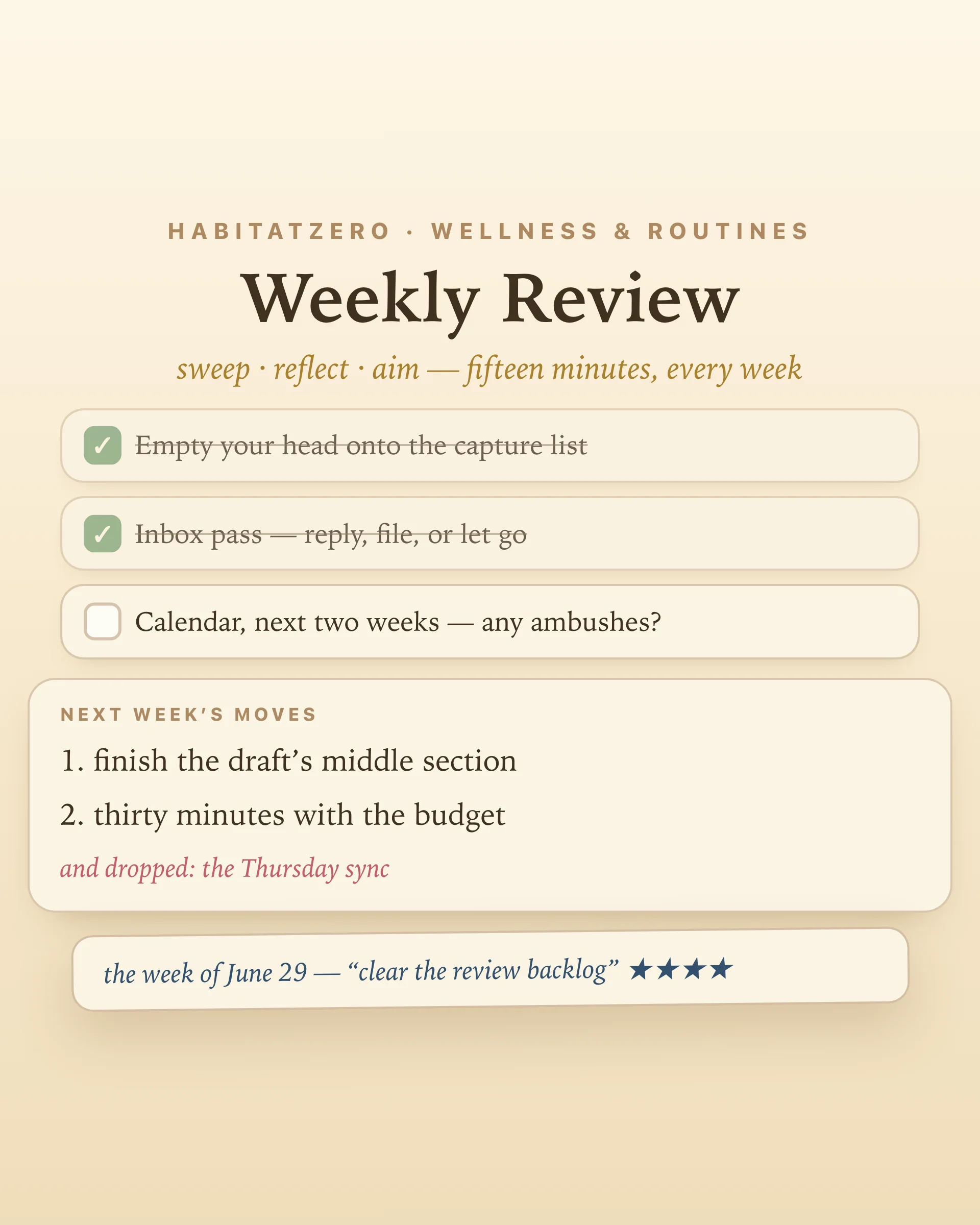 Weekly Review — Wellness & Routines interactive worksheet preview