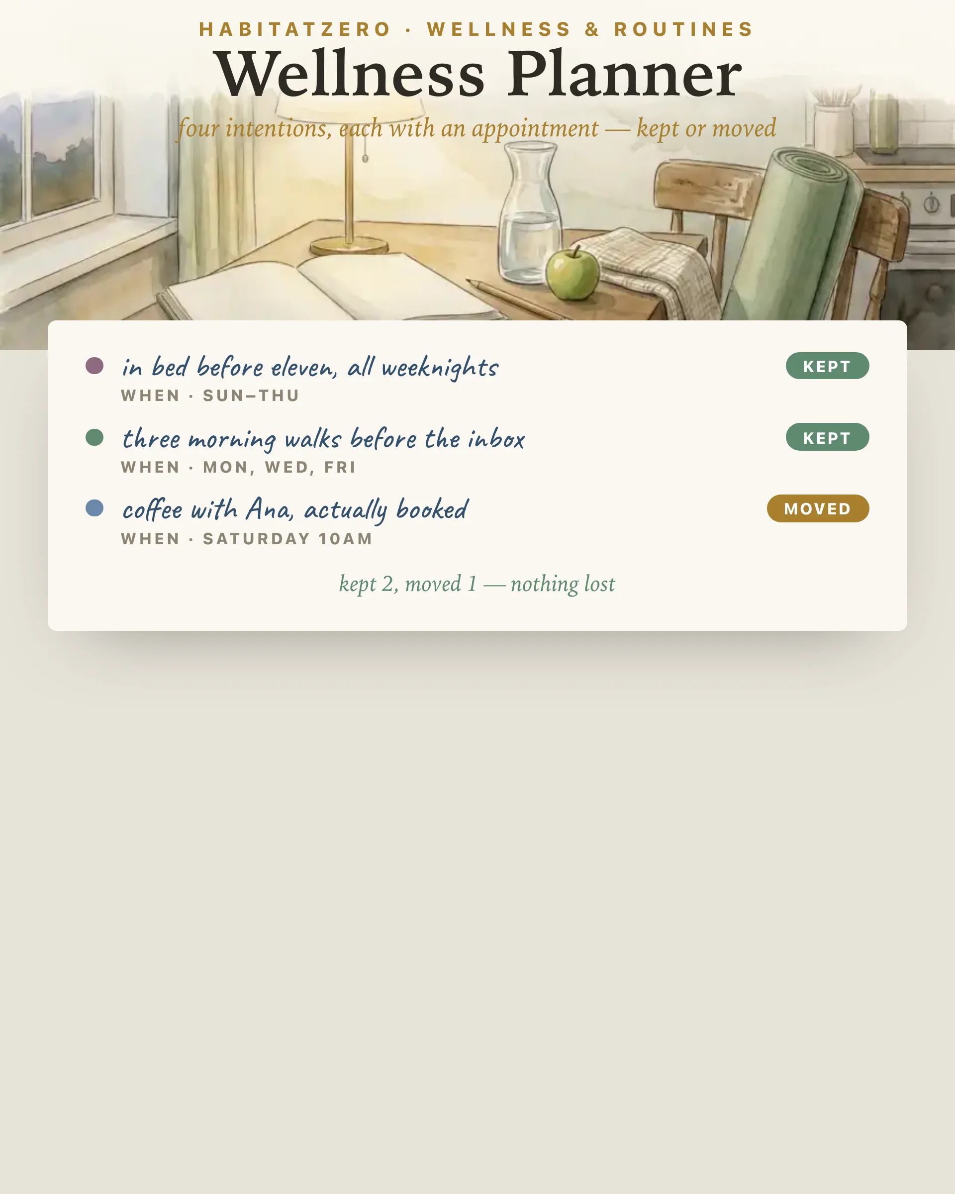 Wellness Planner — Wellness & Routines interactive worksheet preview