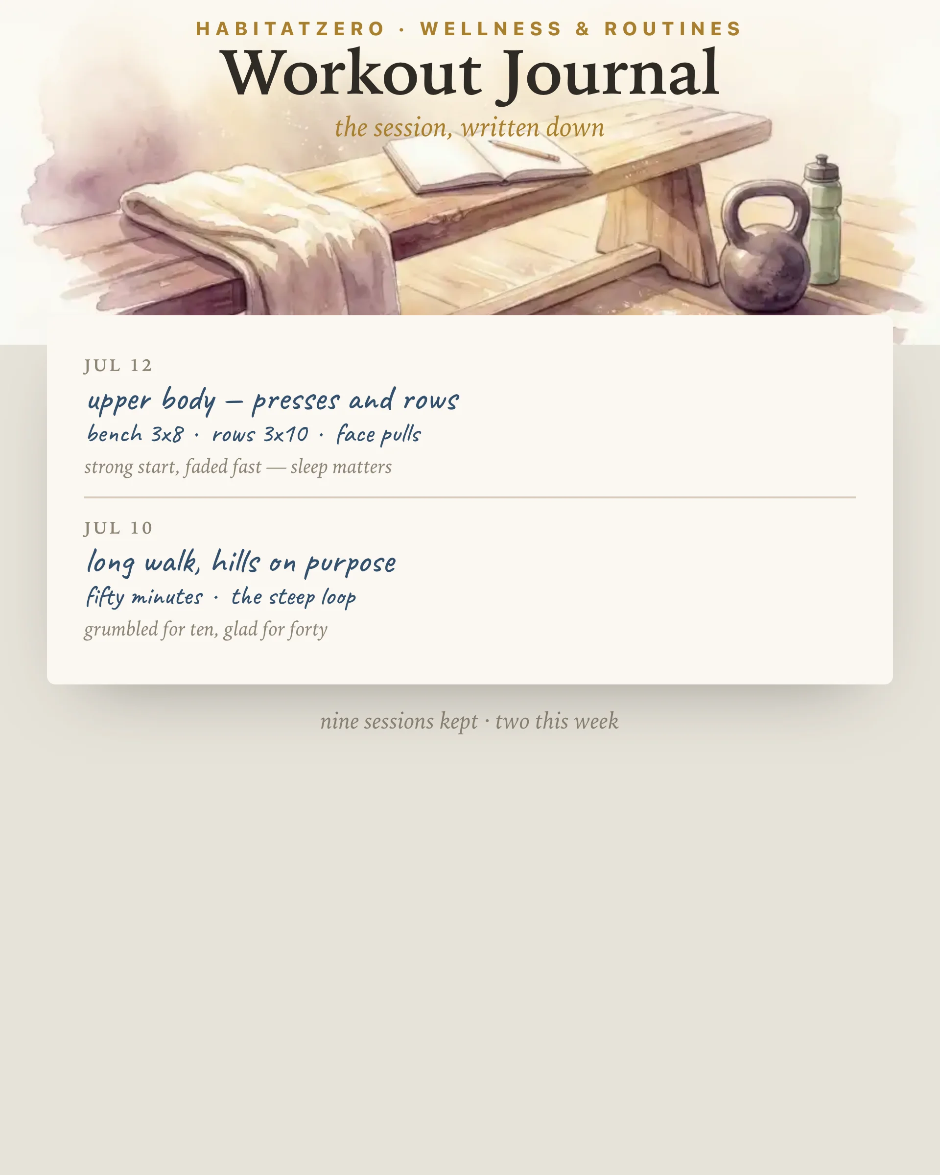 Workout Journal — Wellness & Routines interactive worksheet preview