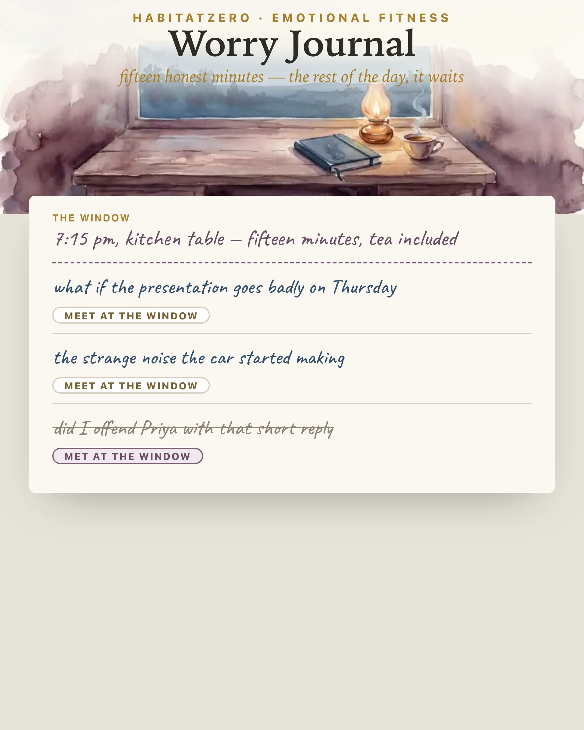 Worry Journal — Emotional Fitness interactive worksheet preview