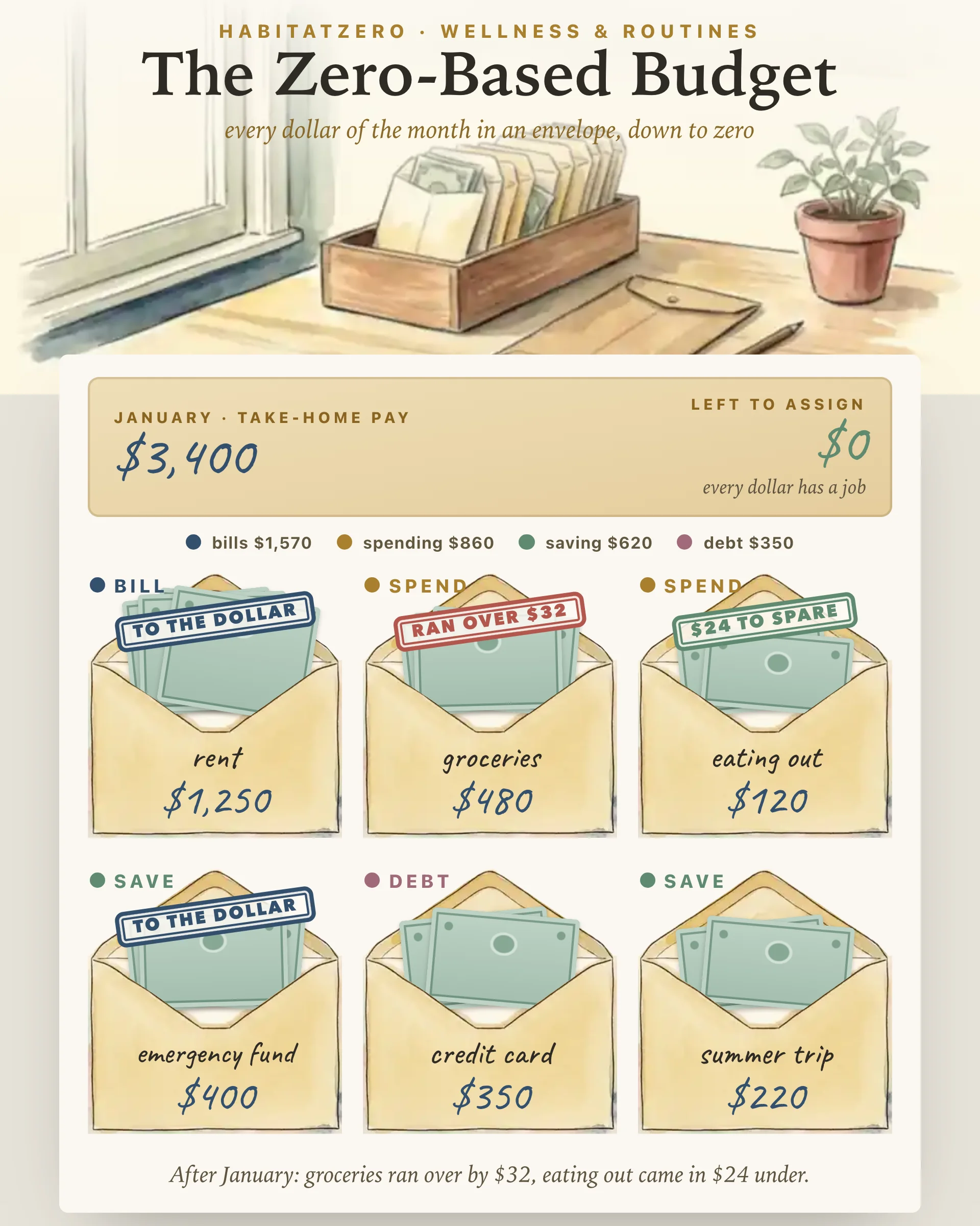 The Zero-Based Budget — Wellness & Routines interactive worksheet preview